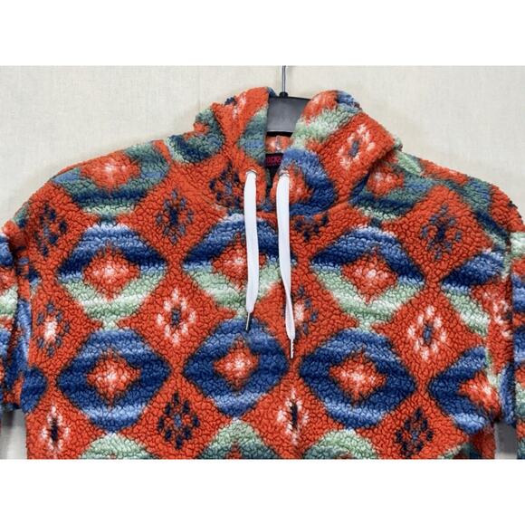 Rock And Roll Denim Pullover Hoodie Aztec Print All Over Women’s Medium - Picture 2 of 16